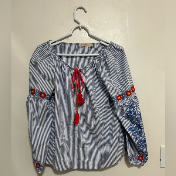 Tory Burch Madison peasant‎ blouse embroidered top size 6 - Picture 5 of 11